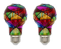 LED Stained Glass Bulb, A19 3.5W (25W Equivalent) Medium Base E26 Mosaic Decorative Light - 2 Pack