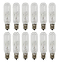 25W T6 Incandescent Tubular Bulbs, 120V, E12 Candelabra Base, Clear Glass, Warm White for Chandeliers, Signs & Display Cases