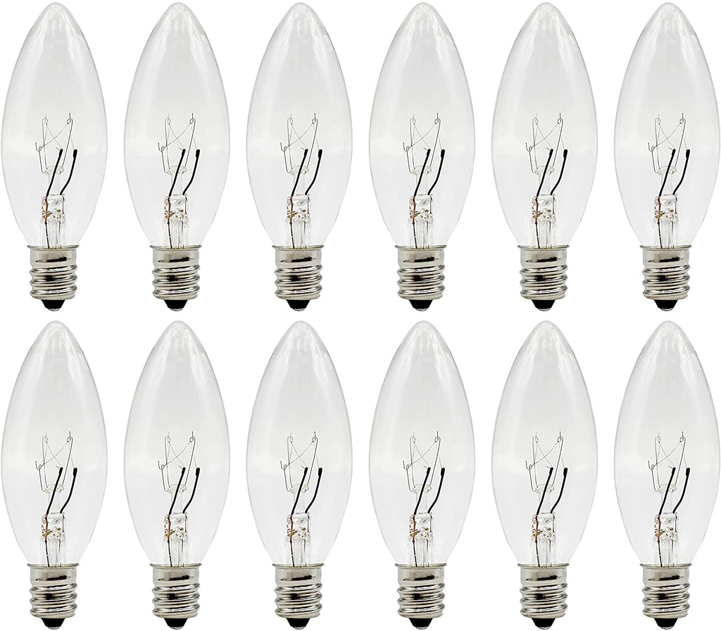 Light Bulbs for Electric Candles, Chandeliers & More ~5 Watt,  120 volt, Clear Steady Burning  ~ 12 Pieces
