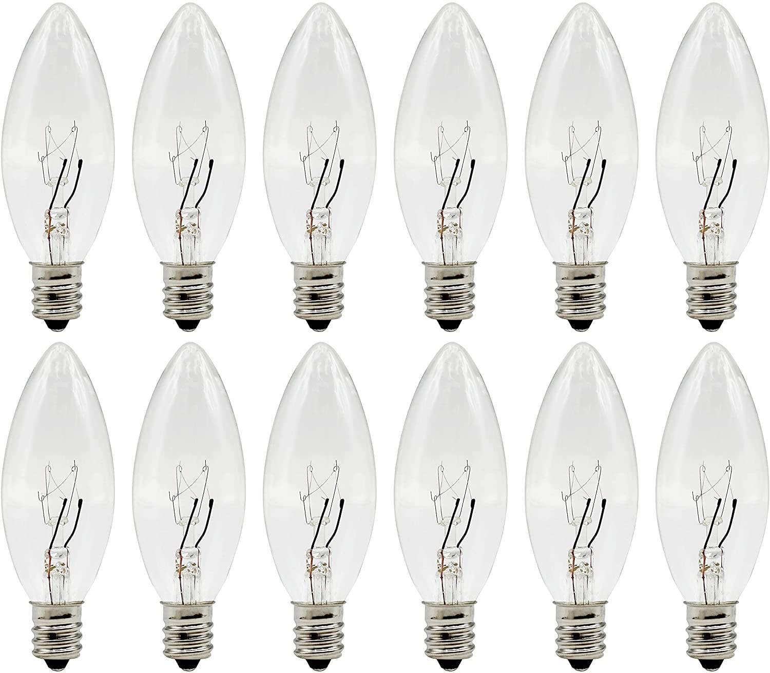 Light Bulbs for Electric Candles, Chandeliers & More ~5 Watt,  120 volt, Clear Steady Burning  ~ 12 Pieces