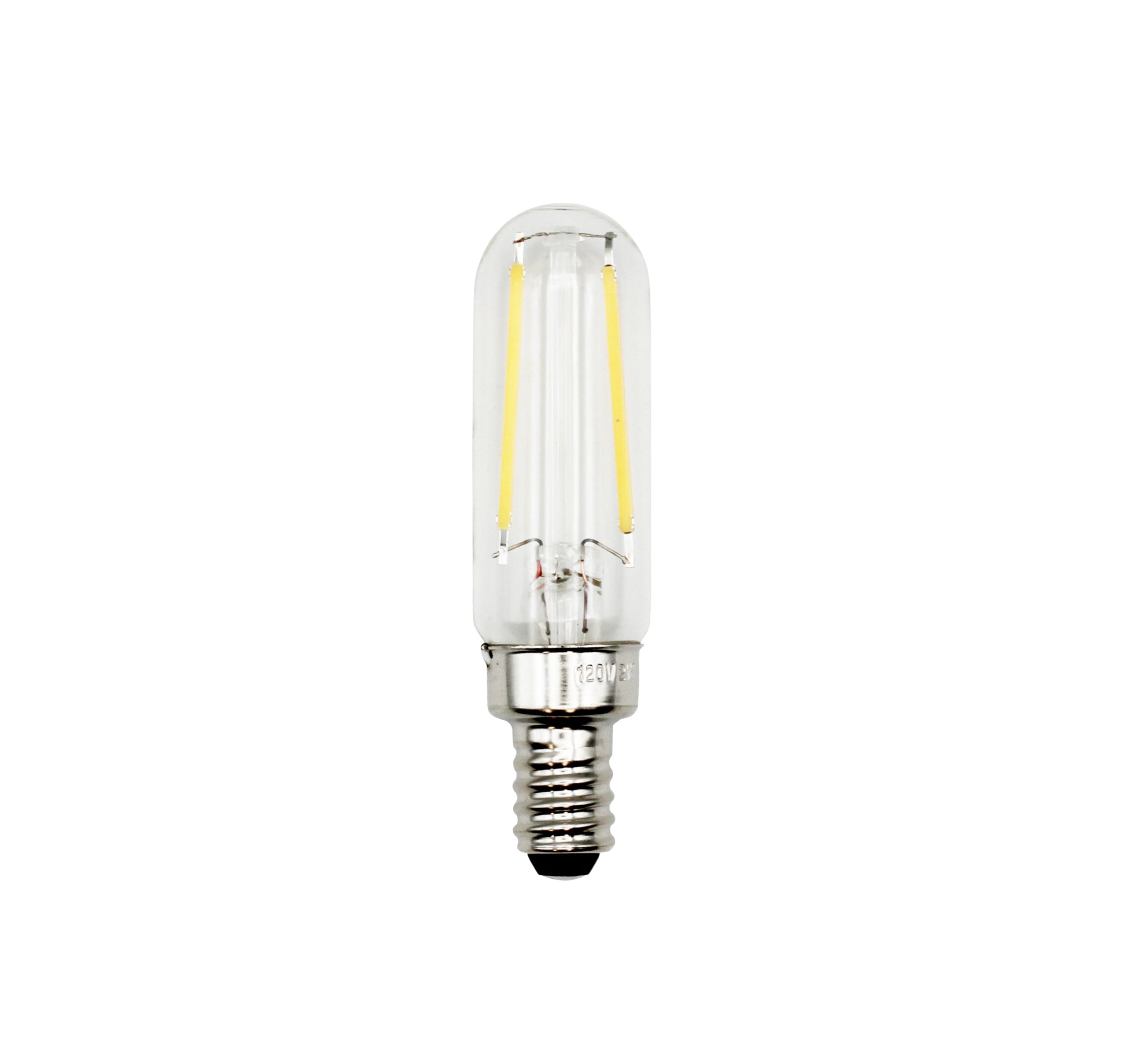 6 Pack of T6 LED Tubular Bulbs, 2W 120V, E12 Candelabra Base, Clear Glass Filament, 25W Equivalent - Great for Chandeliers, Signs & Display Cases