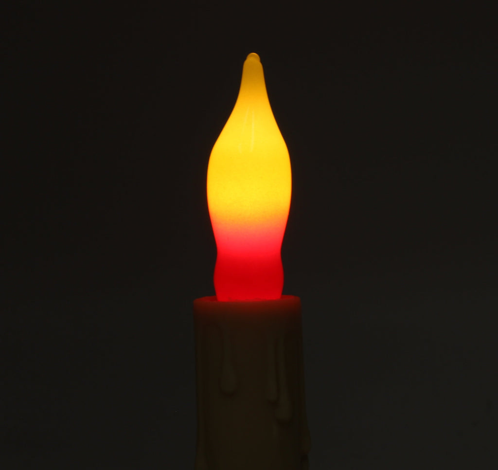 12 Pack Orange & Red Flame Tip Incandescent Bulbs, 7W 120V, E12 Candelabra Base, Perfect for Electric Window Candles, Chandeliers, Sconces, Halloween & Fall Décor