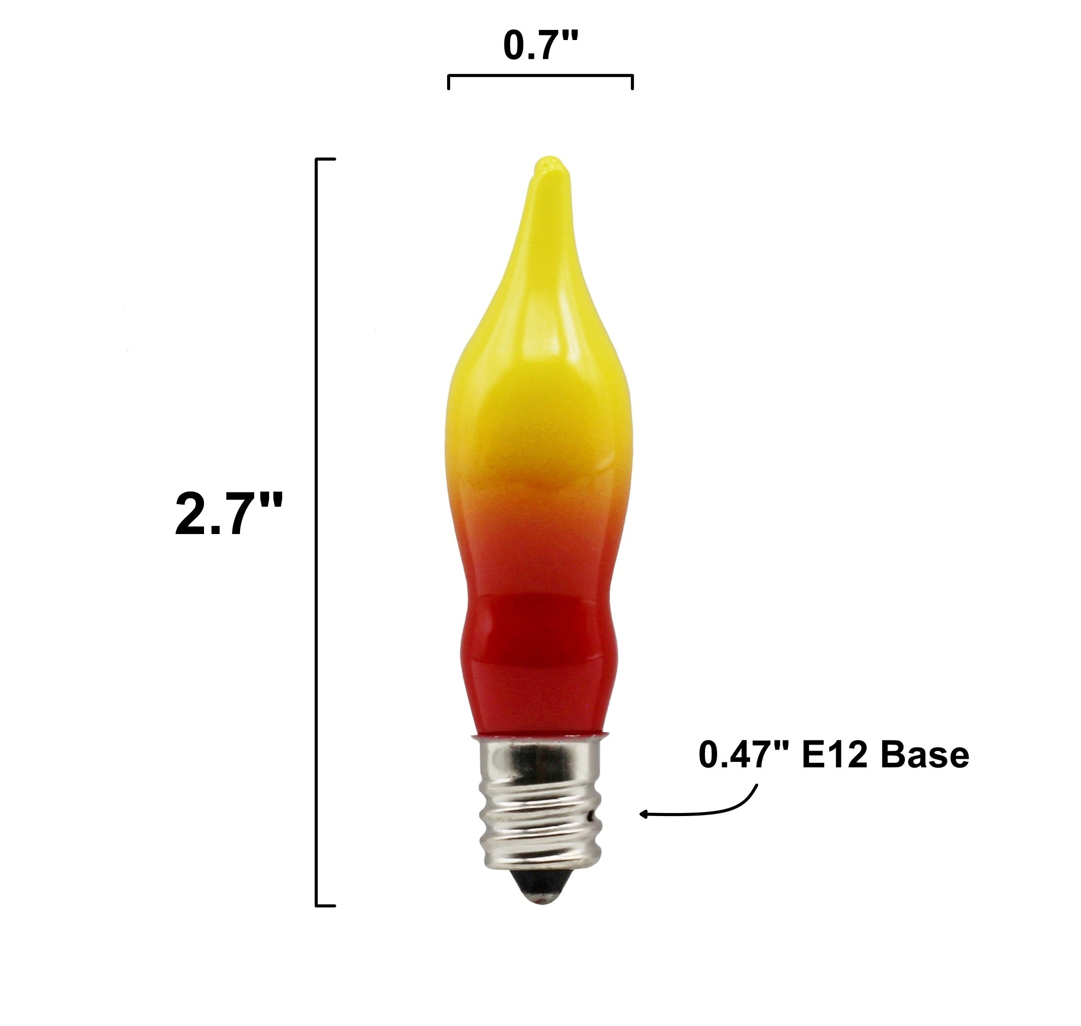 12 Pack Orange & Red Flame Tip Incandescent Bulbs, 7W 120V, E12 Candelabra Base, Perfect for Electric Window Candles, Chandeliers, Sconces, Halloween & Fall Décor
