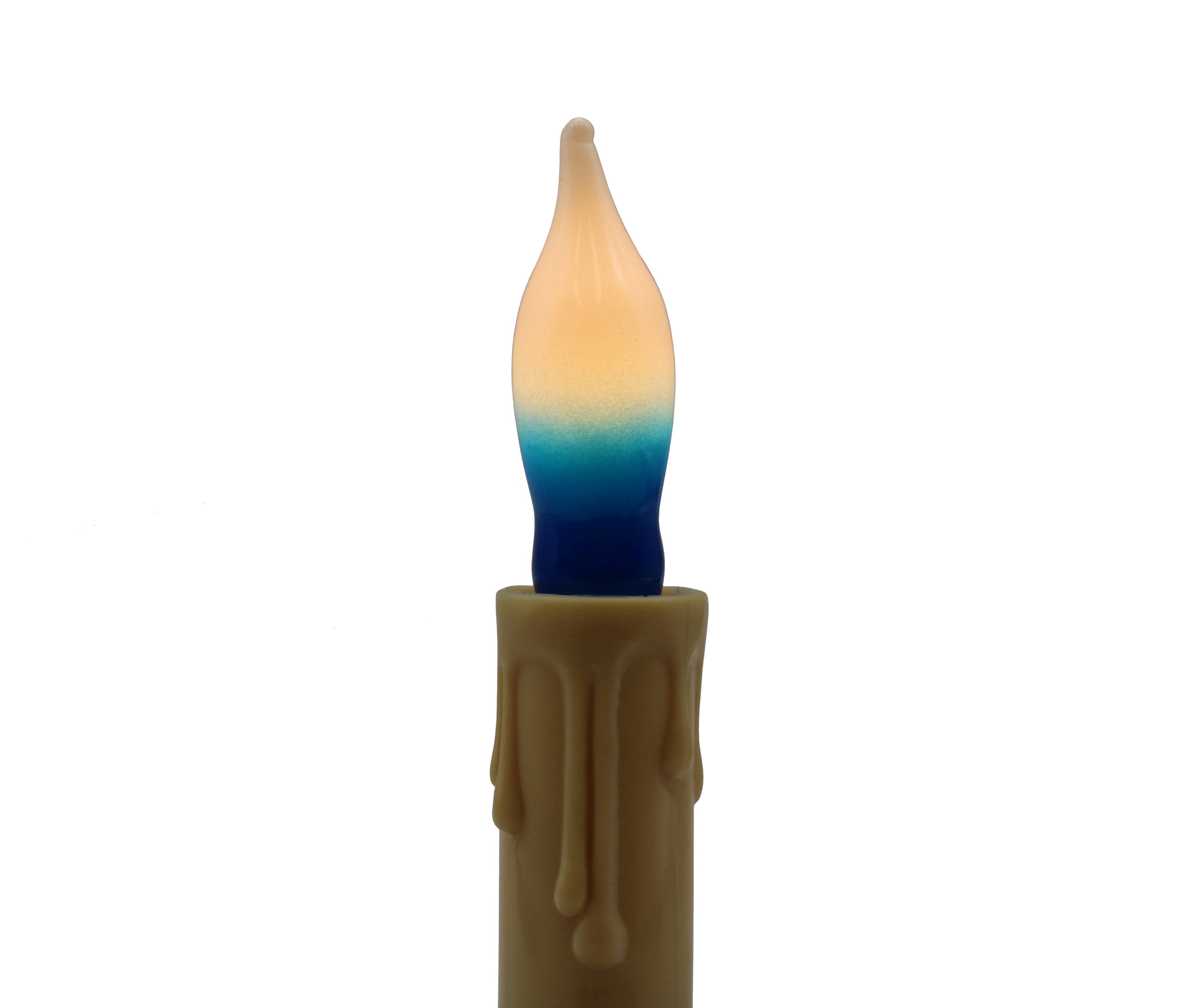 12 Pack Blue & White Flame Tip Incandescent Bulbs, 7W 120V, E12 Candelabra Base, Ideal for Electric Menorah, Window Candles, Chandeliers, Sconces & Holiday Décor