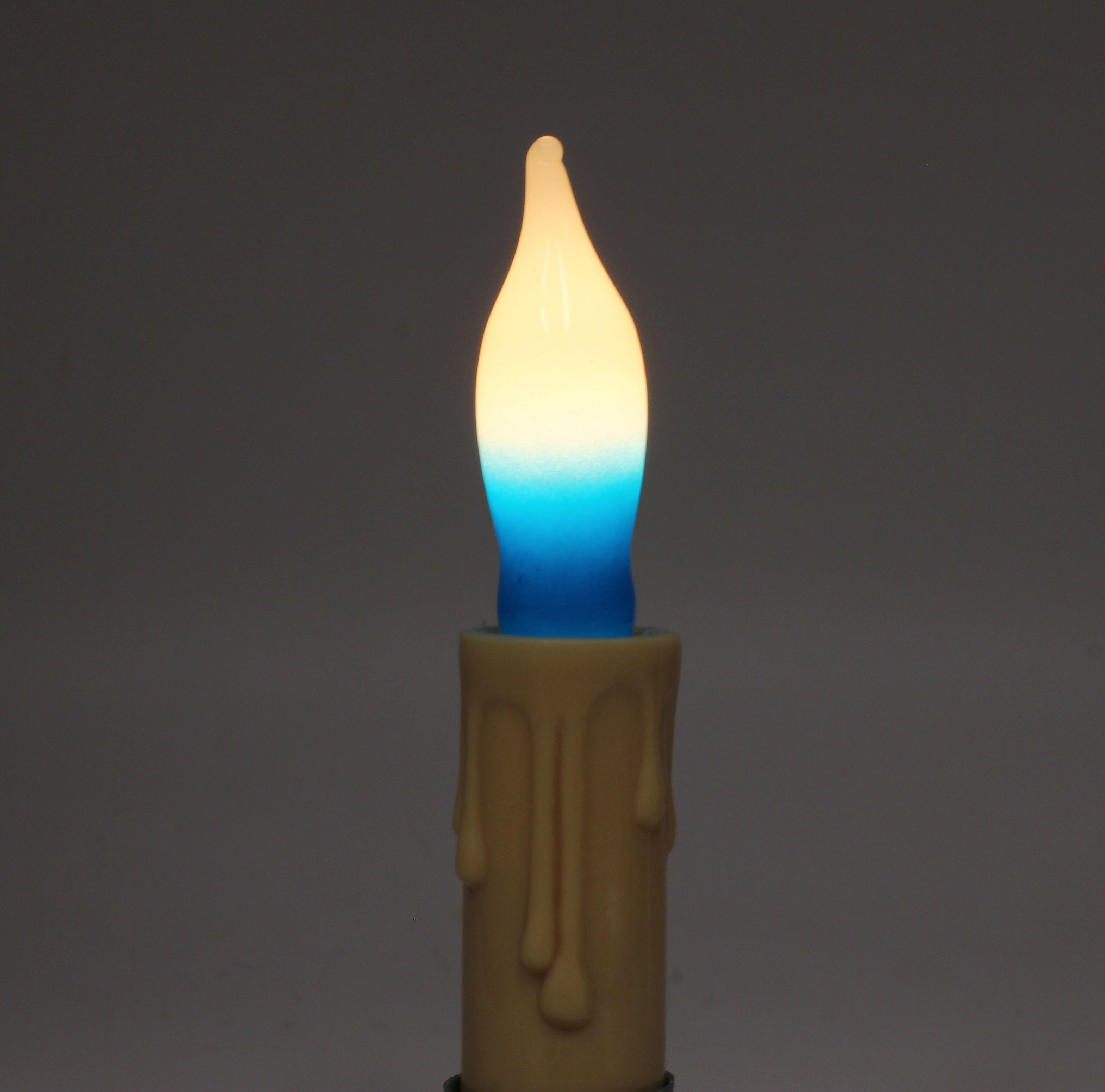 12 Pack Blue & White Flame Tip Incandescent Bulbs, 7W 120V, E12 Candelabra Base, Ideal for Electric Menorah, Window Candles, Chandeliers, Sconces & Holiday Décor