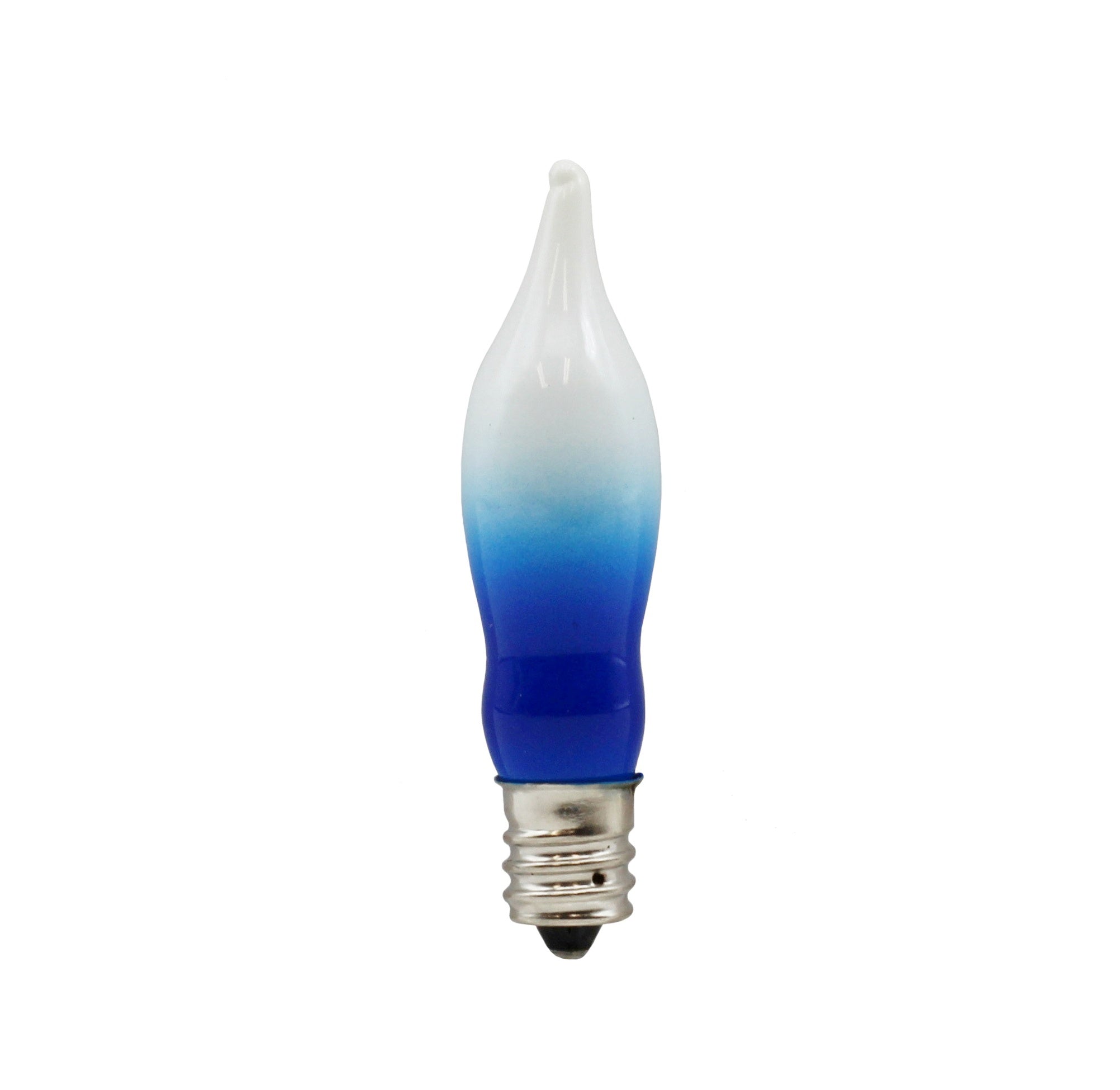 12 Pack Blue & White Flame Tip Incandescent Bulbs, 7W 120V, E12 Candelabra Base, Ideal for Electric Menorah, Window Candles, Chandeliers, Sconces & Holiday Décor