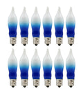 12 Pack Blue & White Flame Tip Incandescent Bulbs, 7W 120V, E12 Candelabra Base, Ideal for Electric Menorah, Window Candles, Chandeliers, Sconces & Holiday Décor