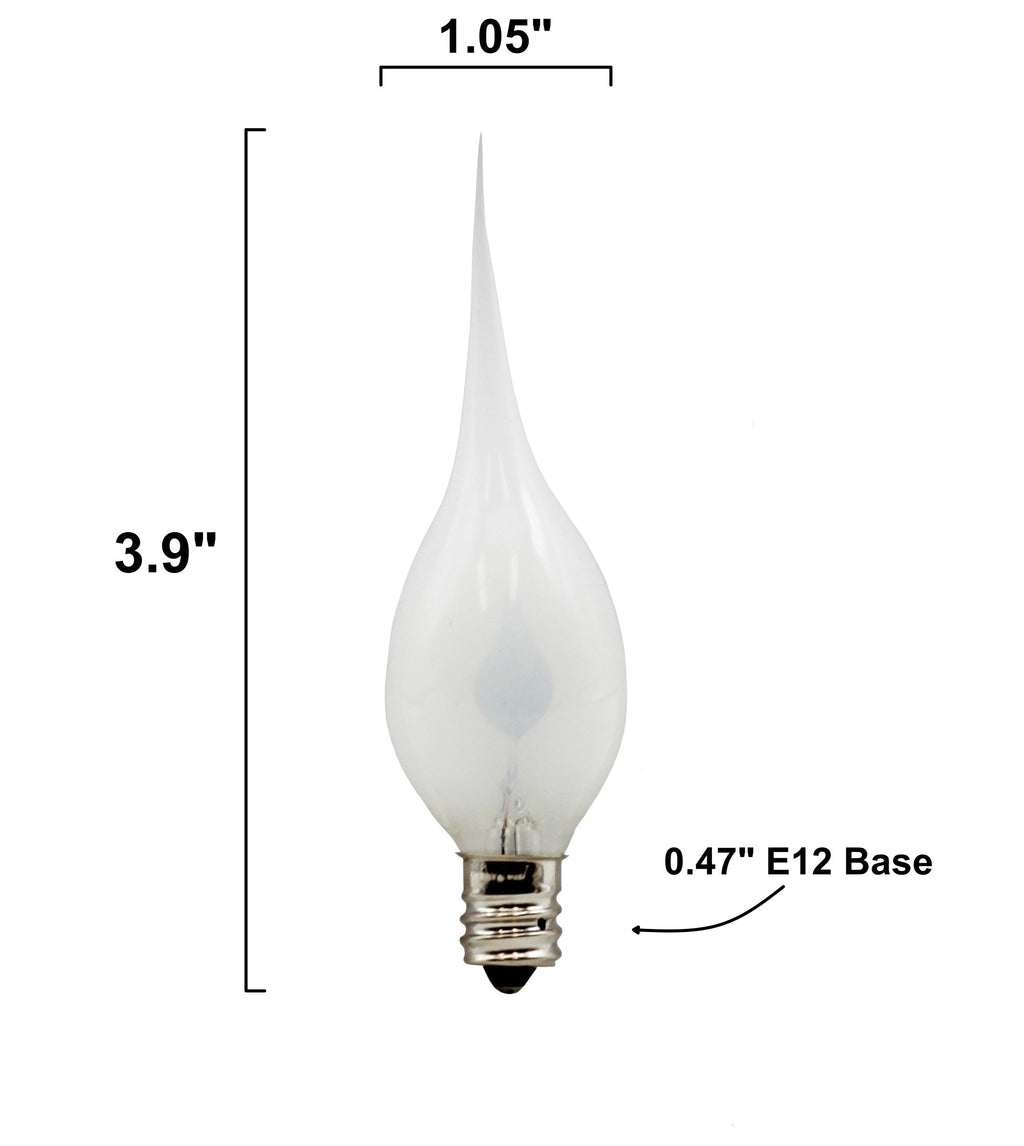 Silicone Dipped Flicker Flame C7 Bulbs, 1W 120V, E12 Candelabra Base - Replacement for Window Candles, Chandeliers & String Lights | 10 Pack