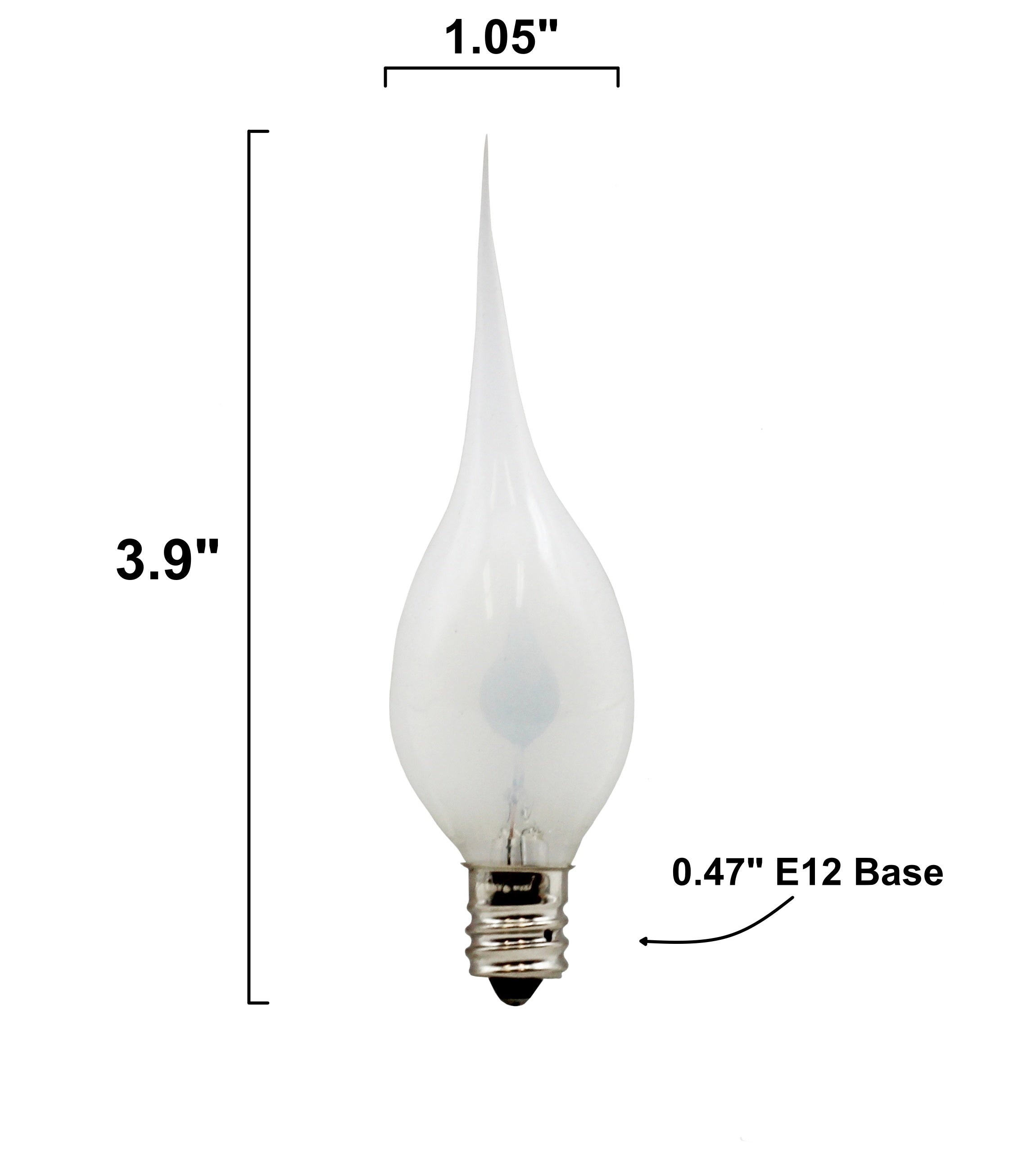 Silicone Dipped Flicker Flame C7 Bulbs, 1W 120V, E12 Candelabra Base - Replacement for Window Candles, Chandeliers & String Lights | 10 Pack