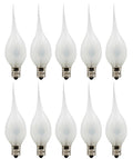 Silicone Dipped Flicker Flame C7 Bulbs, 1W 120V, E12 Candelabra Base - Replacement for Window Candles, Chandeliers & String Lights | 10 Pack
